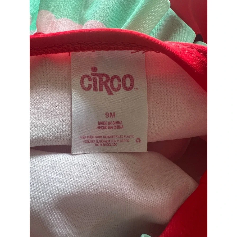 Circo Baby Girls Watermelon One Piece Swimsuit‎ Red Green Ruffle Halter 9M